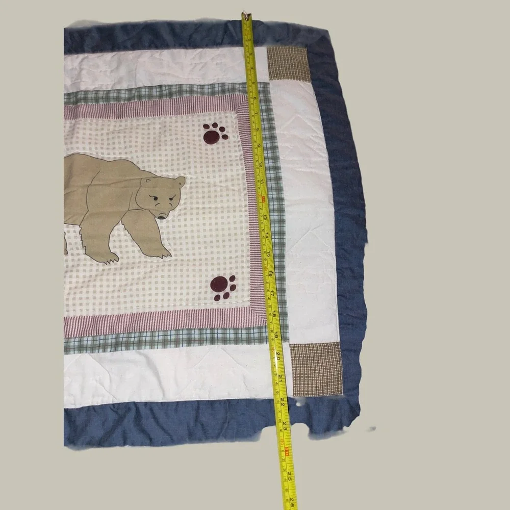 Handcrafted Quilted Bear & Cub Pillow Sham 30x22 Applique Cabin Lodge Country